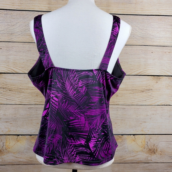 Aquabelle Swim Tank Tankini Top Purple Black Print - Picture 3 of 7